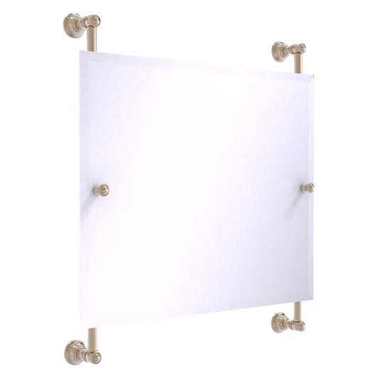 Allied Brass Carolina 26" x 4.4" Antique Pewter Solid Brass Landscape Rectangular Frameless Rail-Mounted Mirror
