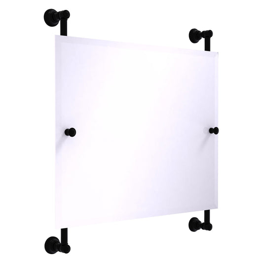 Allied Brass Carolina 26" x 4.4" Matte Black Solid Brass Landscape Rectangular Frameless Rail-Mounted Mirror