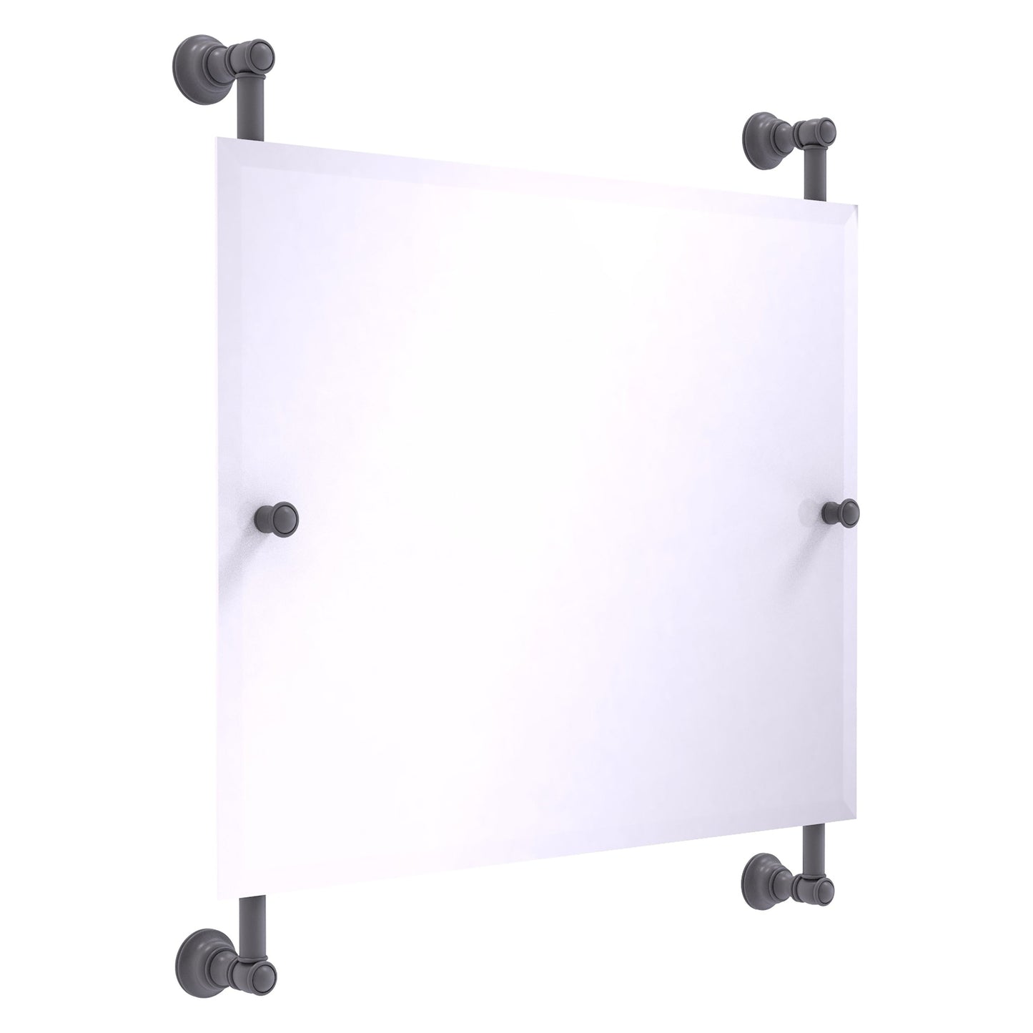 Allied Brass Carolina 26" x 4.4" Matte Gray Solid Brass Landscape Rectangular Frameless Rail-Mounted Mirror