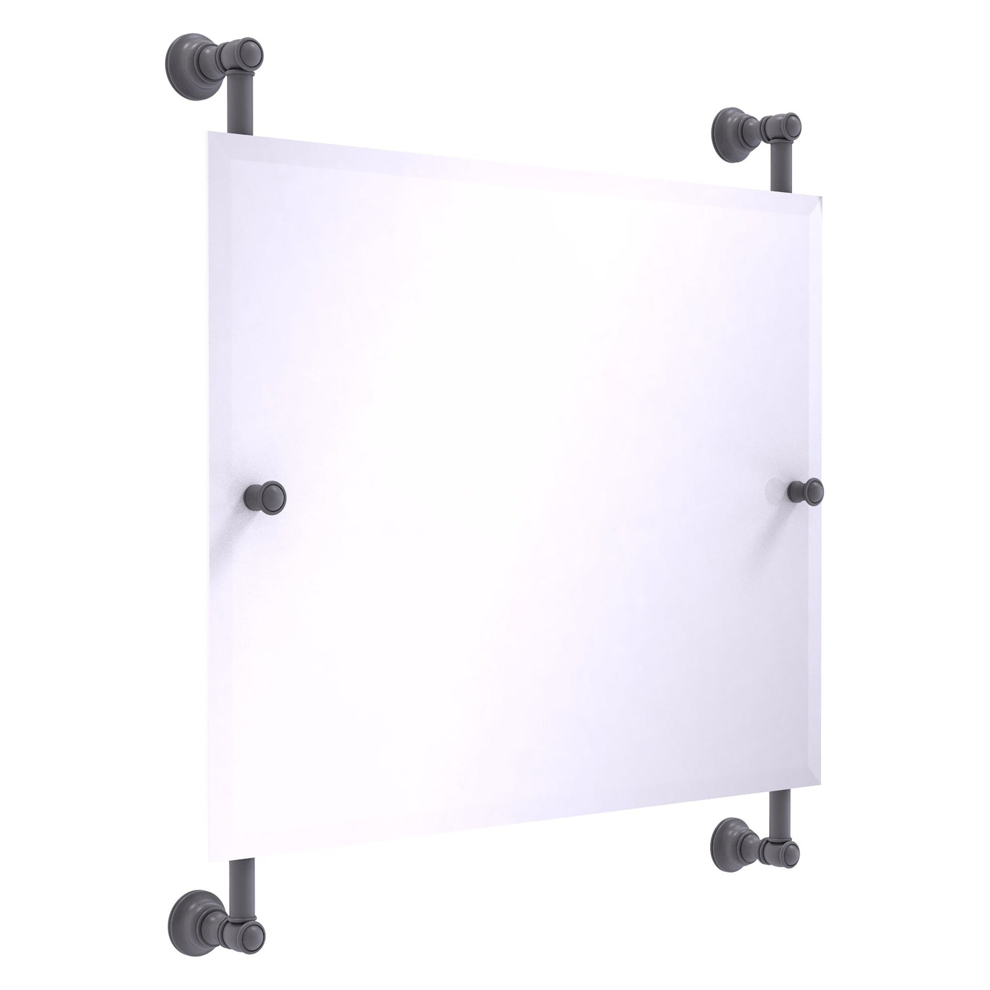Allied Brass Carolina 26" x 4.4" Matte Gray Solid Brass Landscape Rectangular Frameless Rail-Mounted Mirror