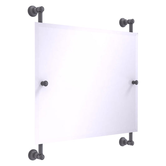 Allied Brass Carolina 26" x 4.4" Matte Gray Solid Brass Landscape Rectangular Frameless Rail-Mounted Mirror