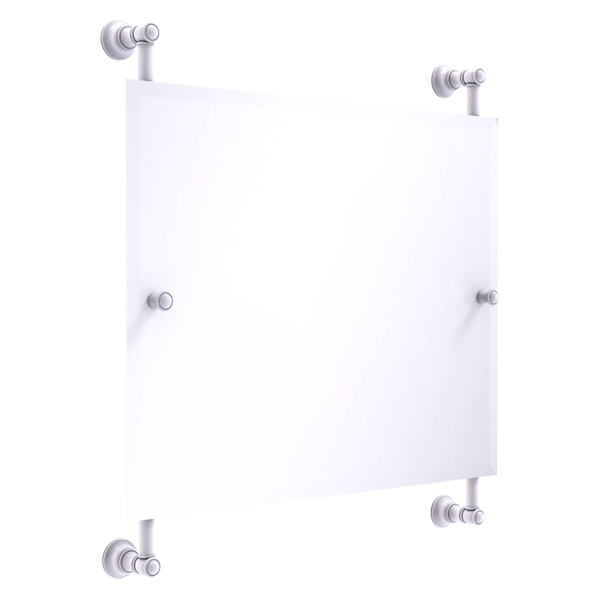Allied Brass Carolina 26" x 4.4" Matte White Solid Brass Landscape Rectangular Frameless Rail-Mounted Mirror