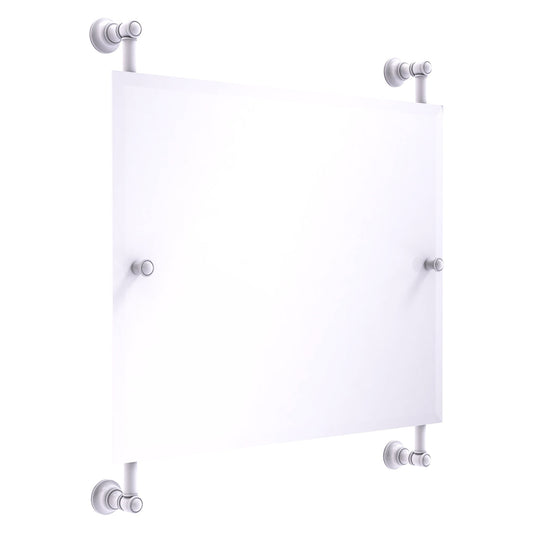 Allied Brass Carolina 26" x 4.4" Matte White Solid Brass Landscape Rectangular Frameless Rail-Mounted Mirror