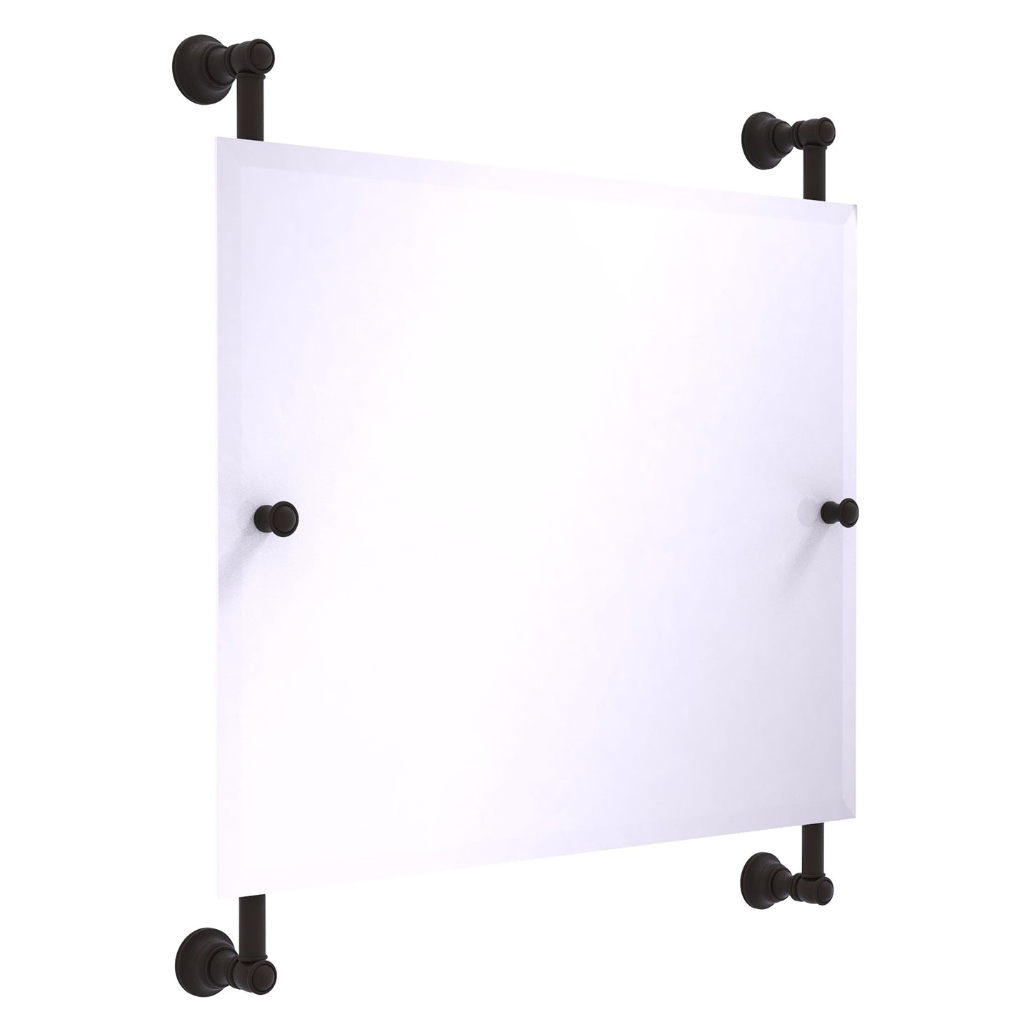 Allied Brass Carolina 26" x 4.4" Oil Rubbed Bronze Solid Brass Landscape Rectangular Frameless Rail-Mounted Mirror