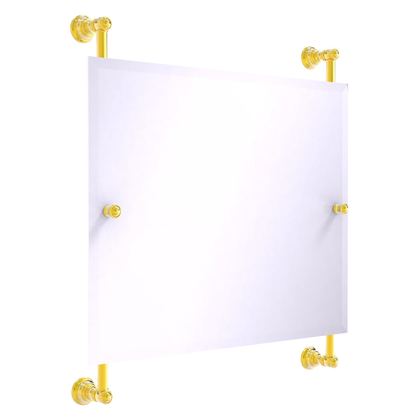 Allied Brass Carolina 26" x 4.4" Polished Brass Solid Brass Landscape Rectangular Frameless Rail-Mounted Mirror