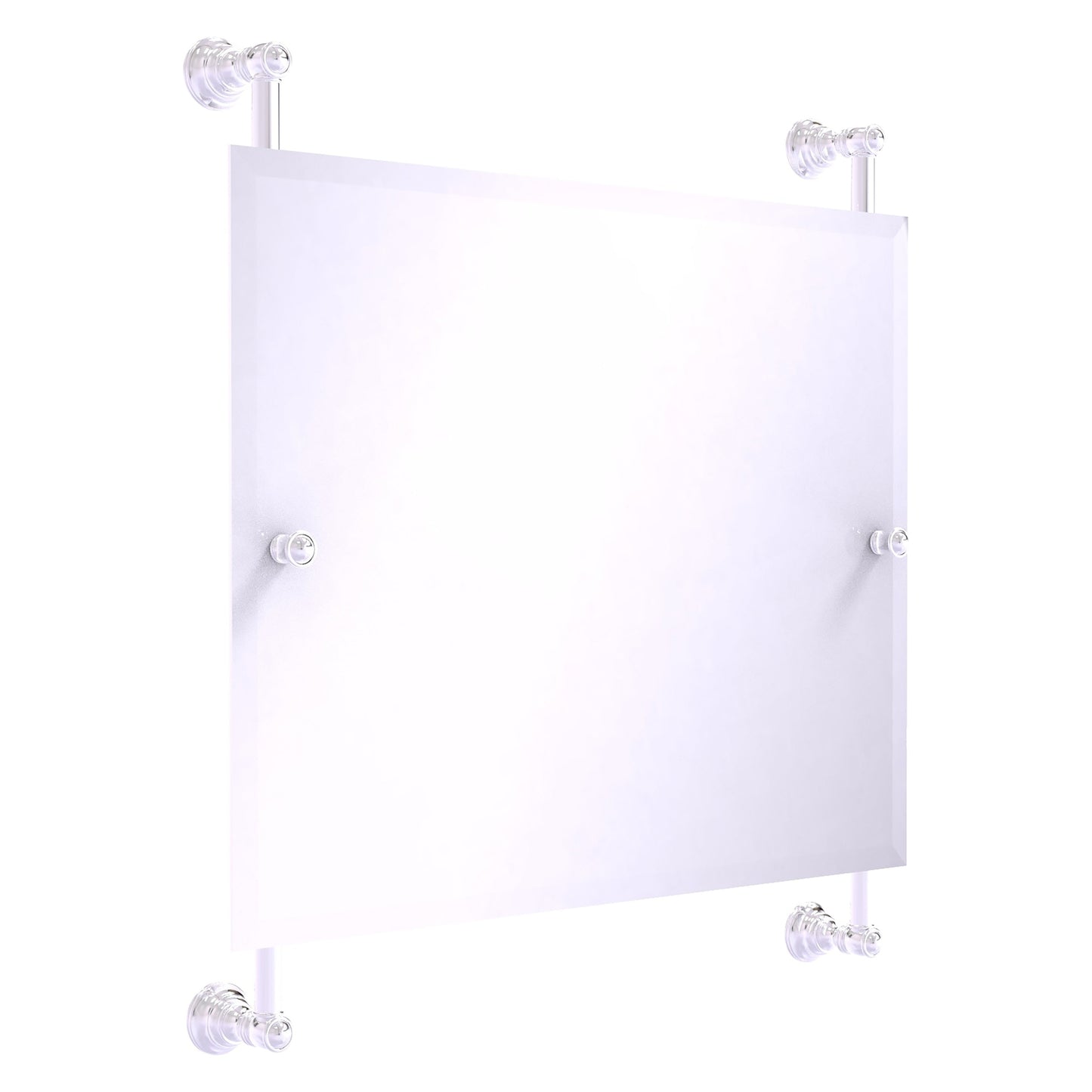 Allied Brass Carolina 26" x 4.4" Polished Chrome Solid Brass Landscape Rectangular Frameless Rail-Mounted Mirror