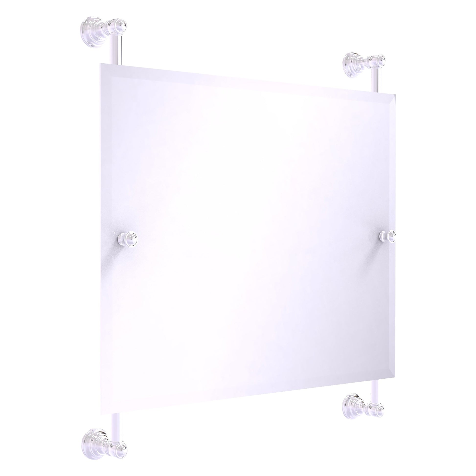 Allied Brass Carolina 26" x 4.4" Polished Chrome Solid Brass Landscape Rectangular Frameless Rail-Mounted Mirror