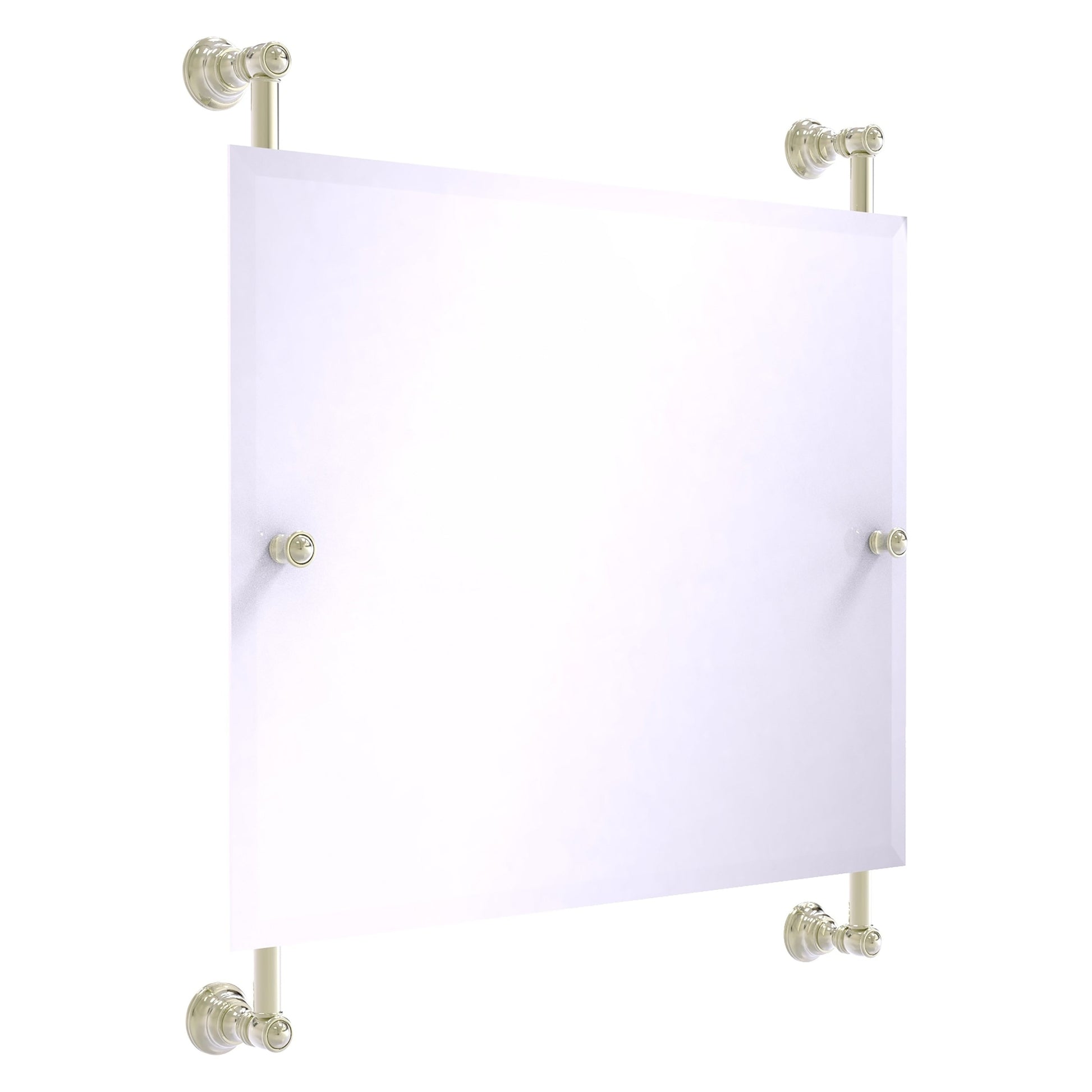 Allied Brass Carolina 26" x 4.4" Polished Nickel Solid Brass Landscape Rectangular Frameless Rail-Mounted Mirror