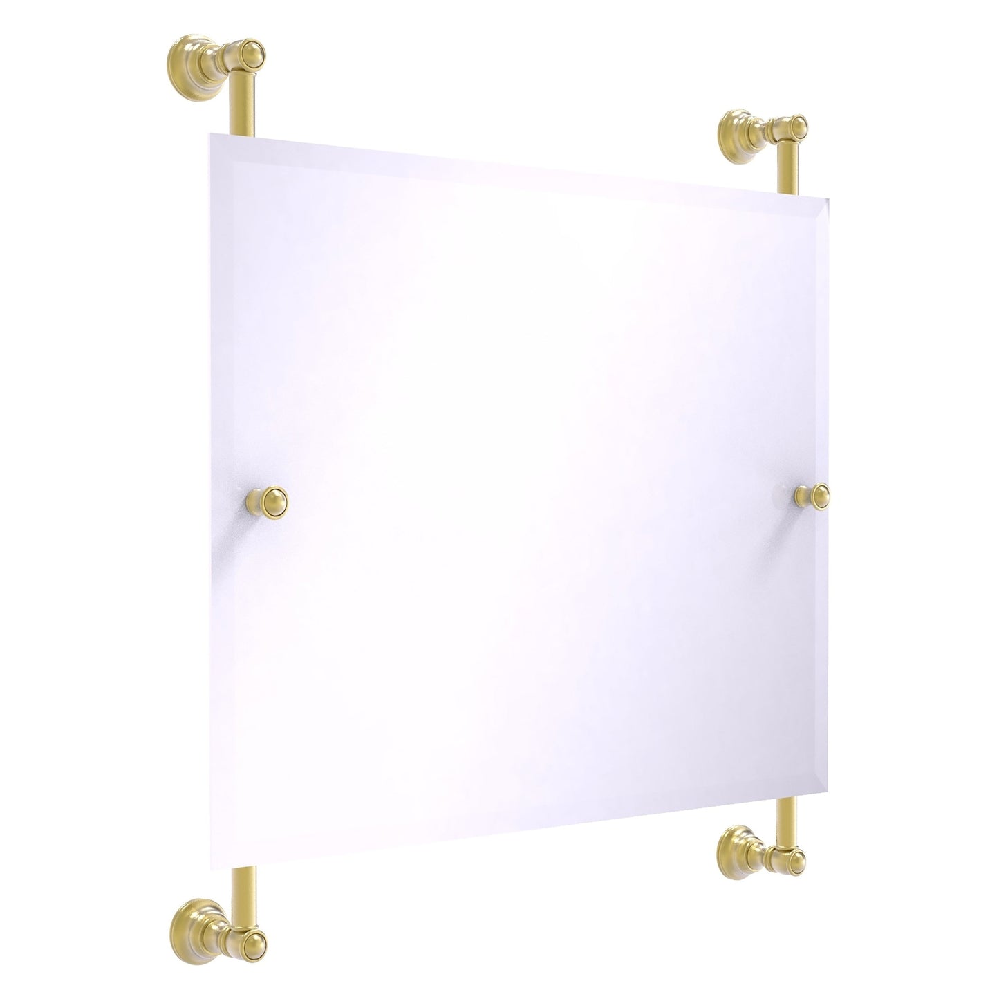 Allied Brass Carolina 26" x 4.4" Satin Brass Solid Brass Landscape Rectangular Frameless Rail-Mounted Mirror