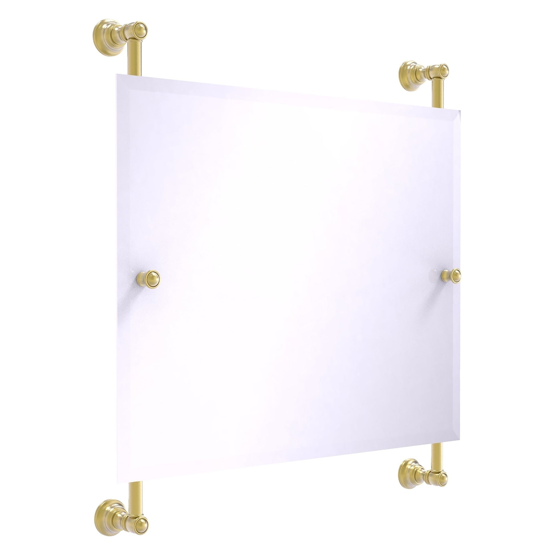 Allied Brass Carolina 26" x 4.4" Satin Brass Solid Brass Landscape Rectangular Frameless Rail-Mounted Mirror