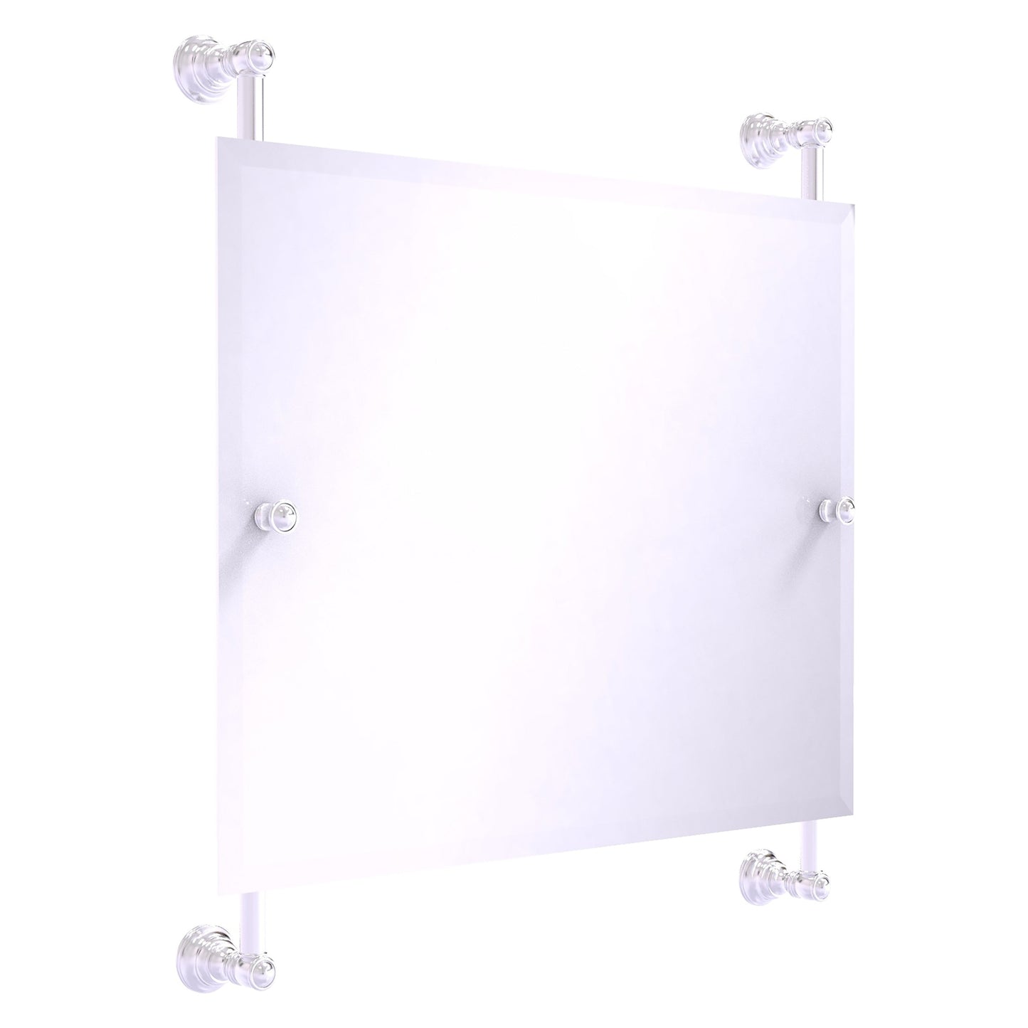 Allied Brass Carolina 26" x 4.4" Satin Chrome Solid Brass Landscape Rectangular Frameless Rail-Mounted Mirror