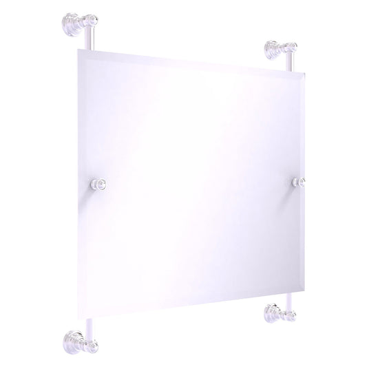 Allied Brass Carolina 26" x 4.4" Satin Chrome Solid Brass Landscape Rectangular Frameless Rail-Mounted Mirror