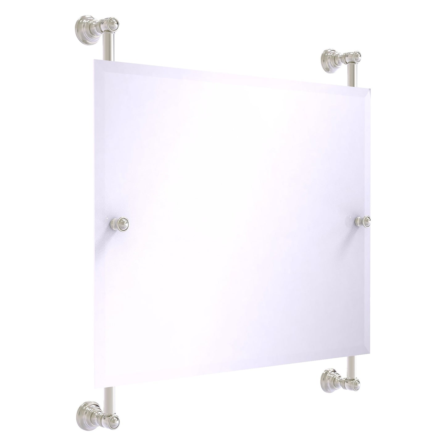 Allied Brass Carolina 26" x 4.4" Satin Nickel Solid Brass Landscape Rectangular Frameless Rail-Mounted Mirror