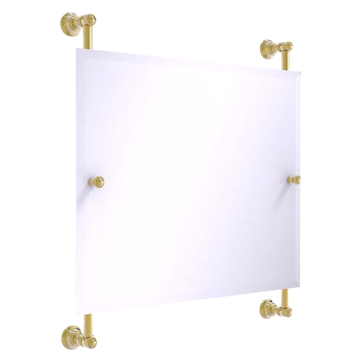 Allied Brass Carolina 26" x 4.4" Unlacquered Brass Solid Brass Landscape Rectangular Frameless Rail-Mounted Mirror