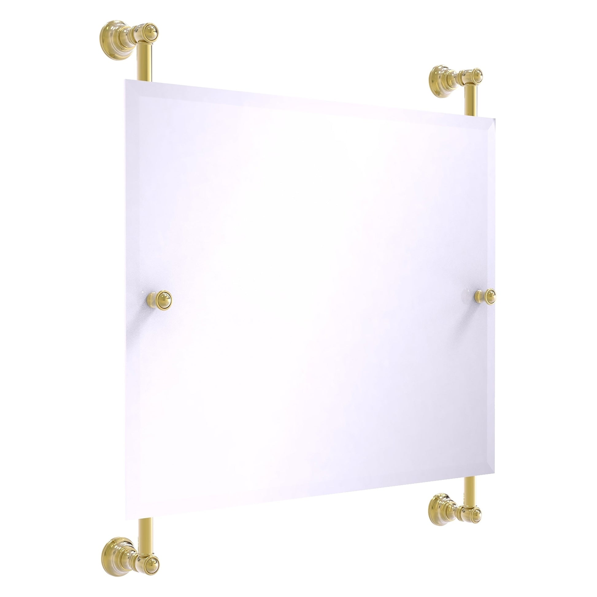 Allied Brass Carolina 26" x 4.4" Unlacquered Brass Solid Brass Landscape Rectangular Frameless Rail-Mounted Mirror