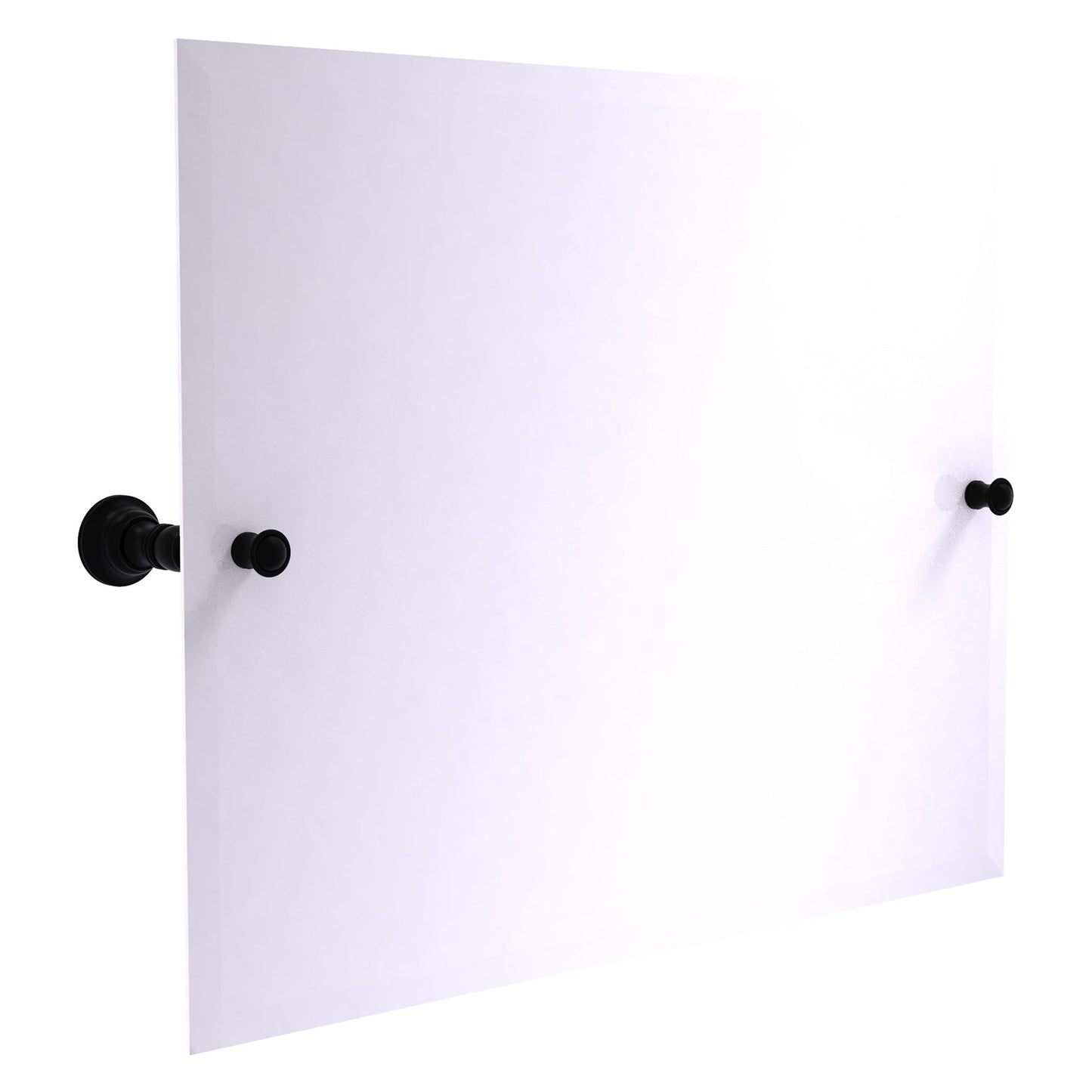 Allied Brass Carolina 26" x 4.8" Matte Black Solid Brass Frameless Landscape Rectangular Tilt Mirror With Beveled Edge