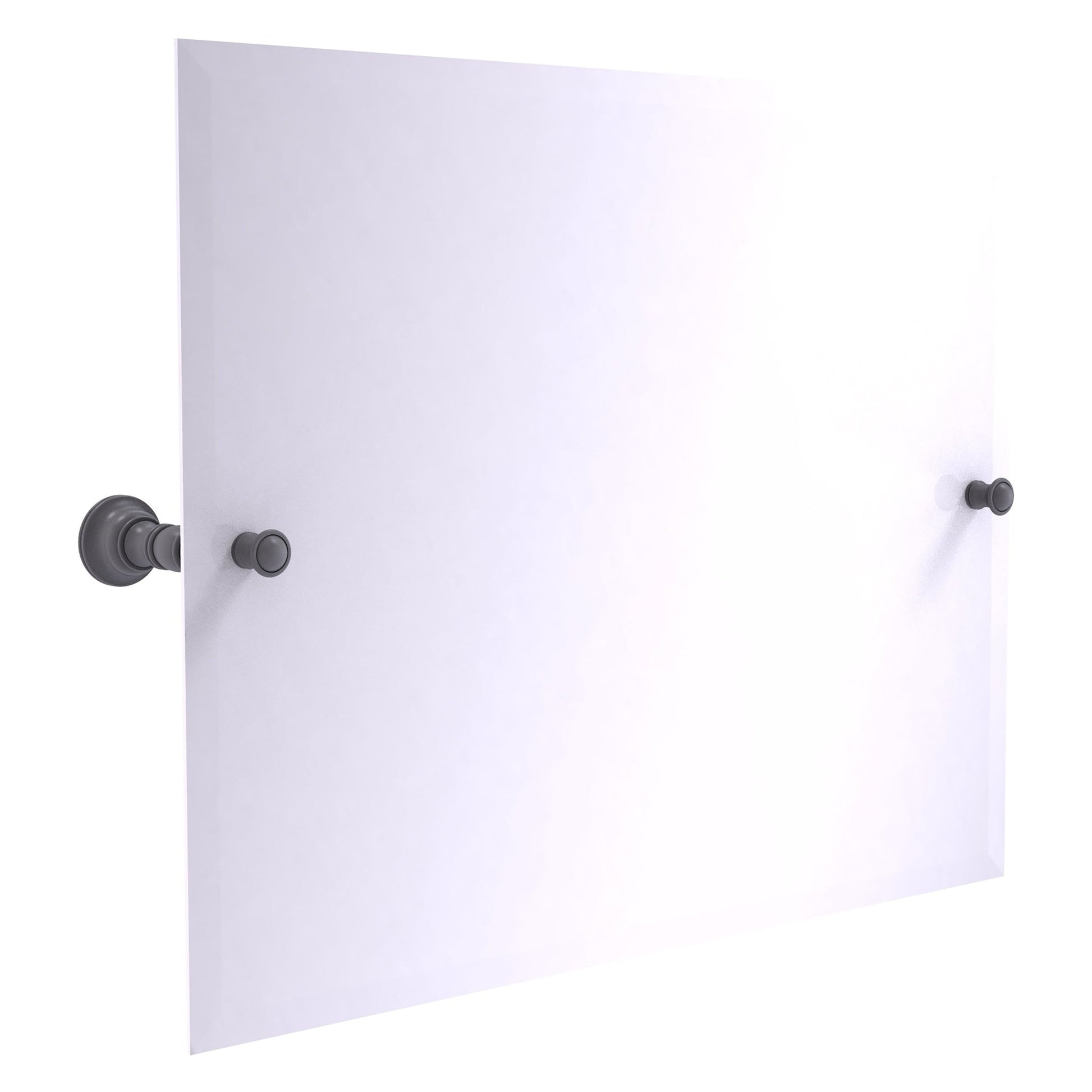 Allied Brass Carolina 26" x 4.8" Matte Gray Solid Brass Frameless Landscape Rectangular Tilt Mirror With Beveled Edge