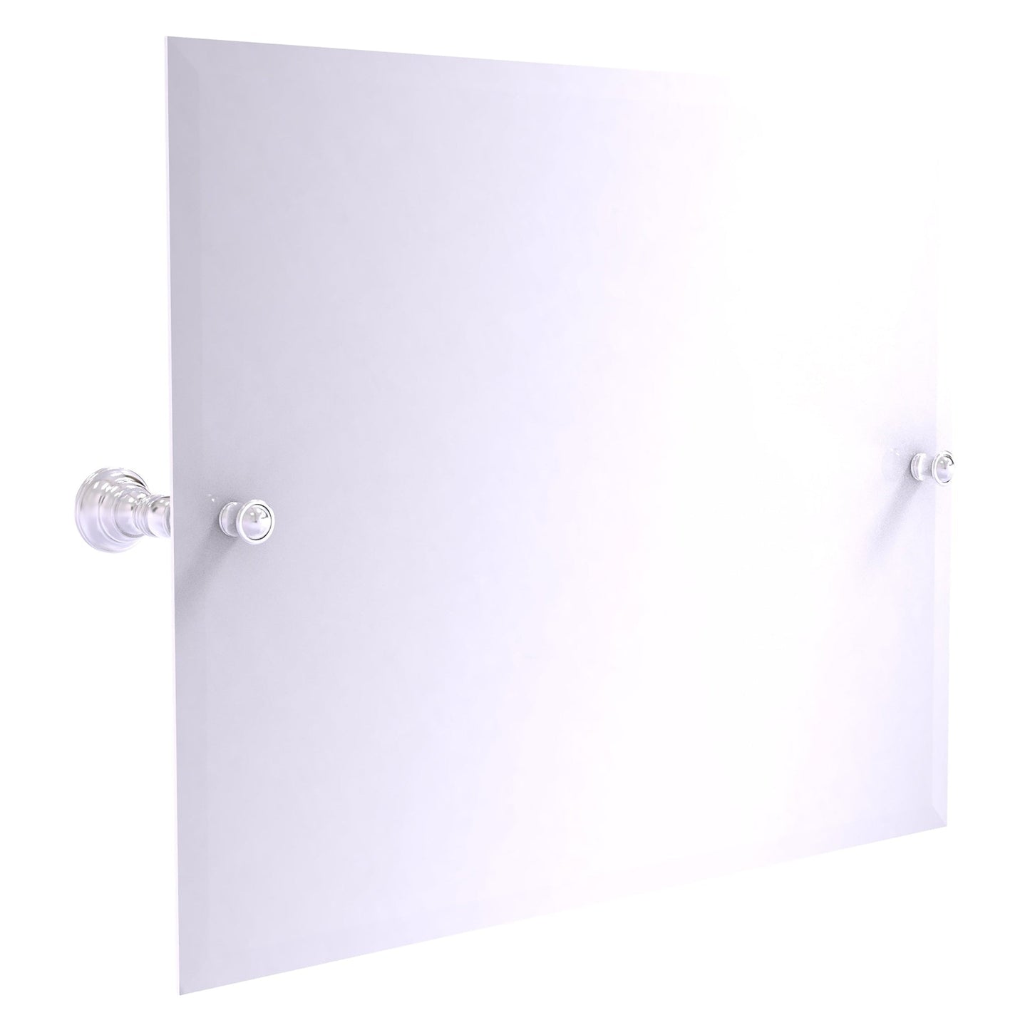 Allied Brass Carolina 26" x 4.8" Satin Chrome Solid Brass Frameless Landscape Rectangular Tilt Mirror With Beveled Edge