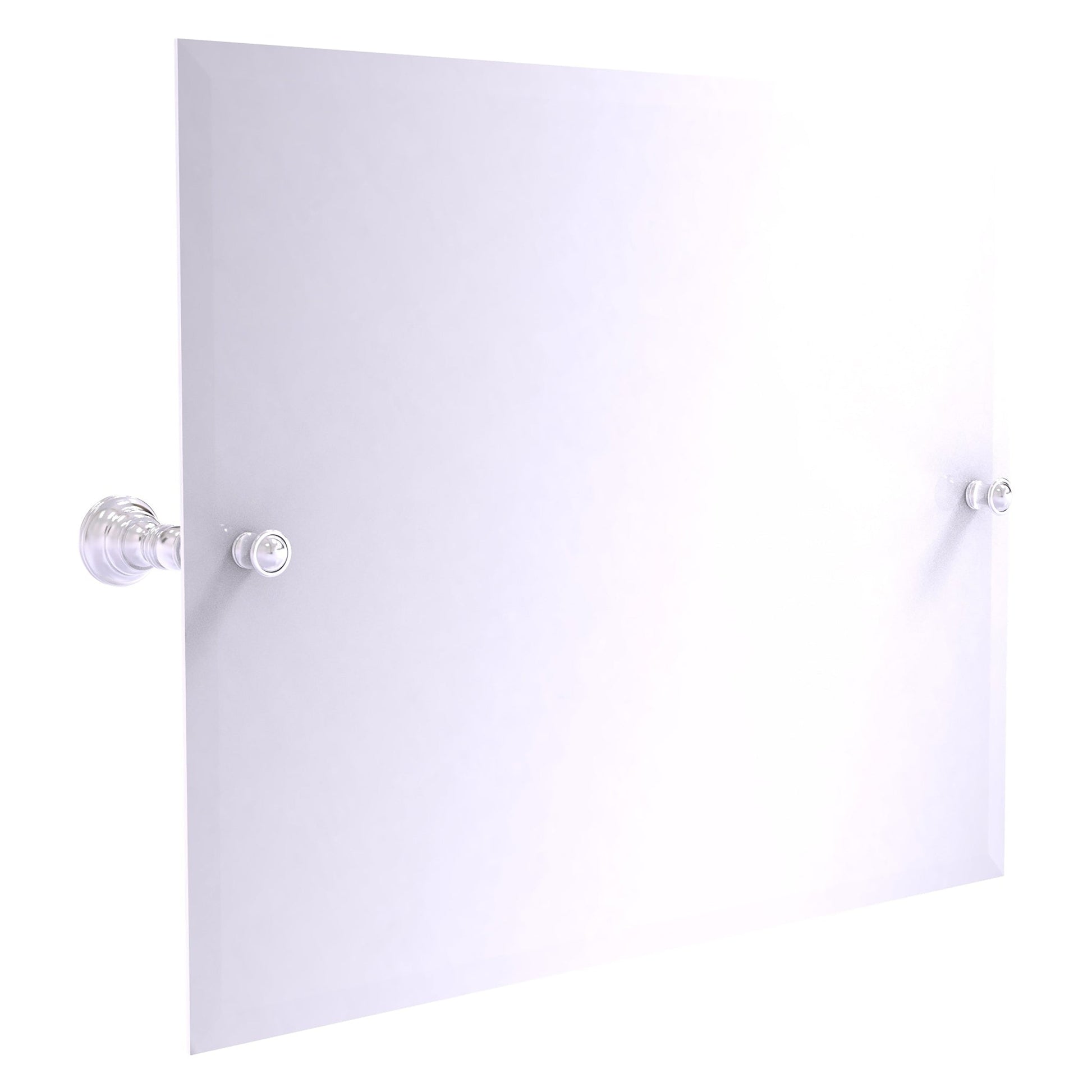 Allied Brass Carolina 26" x 4.8" Satin Chrome Solid Brass Frameless Landscape Rectangular Tilt Mirror With Beveled Edge