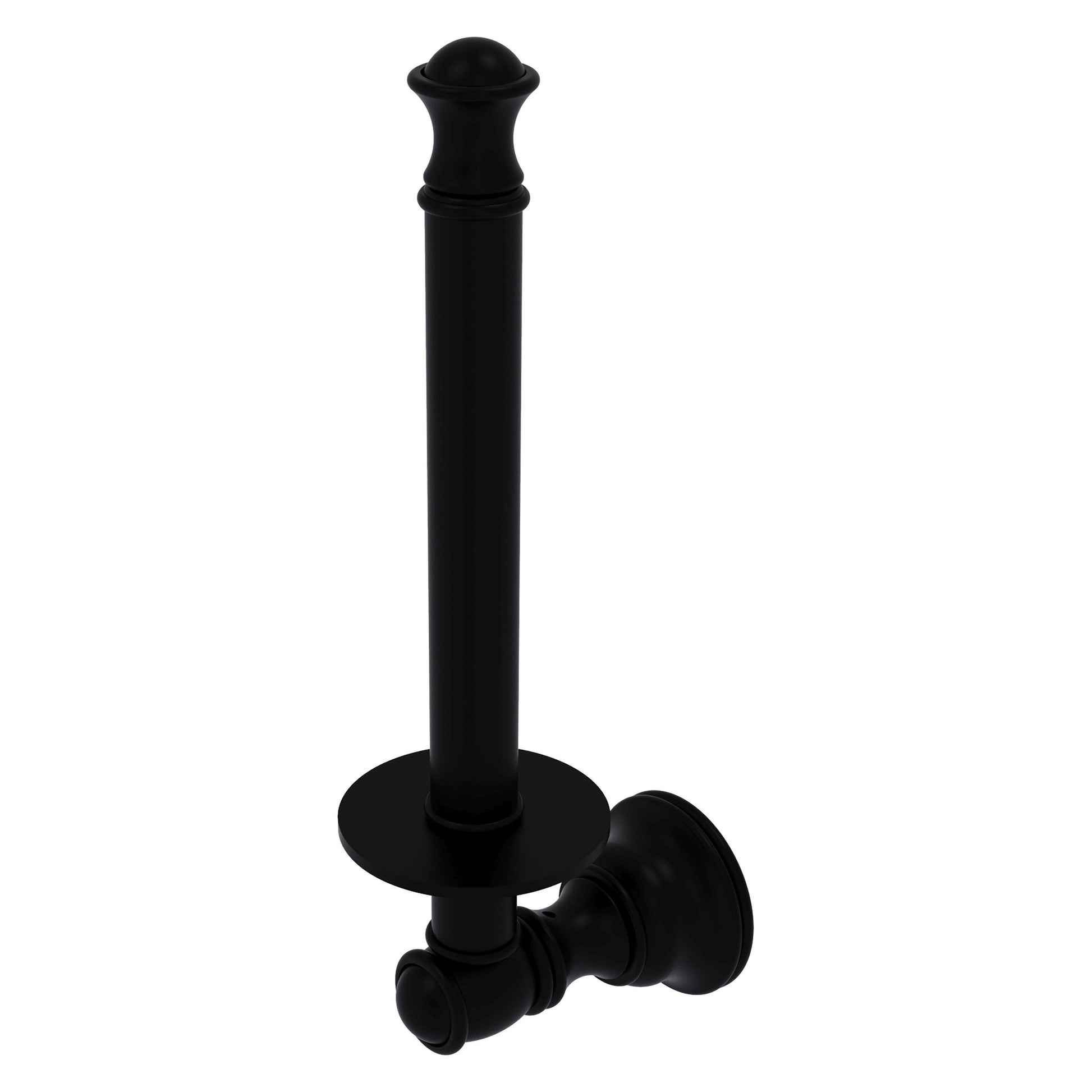 Allied Brass Carolina 2.4" x 3.7" Matte Black Solid Brass Upright Toilet Paper Holder