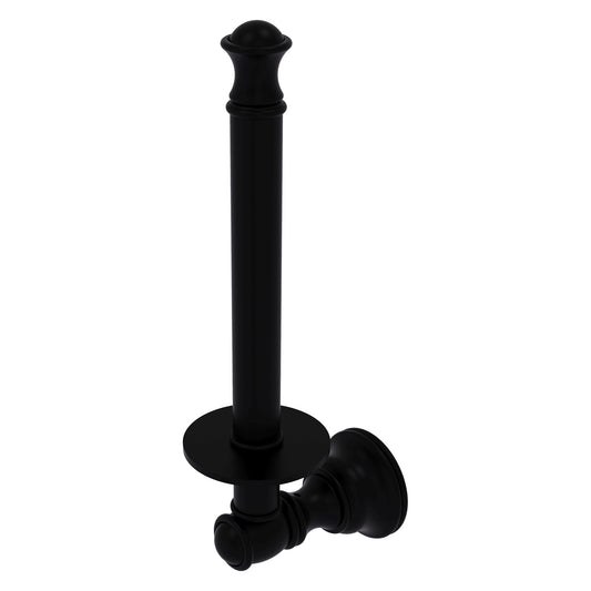 Allied Brass Carolina 2.4" x 3.7" Matte Black Solid Brass Upright Toilet Paper Holder
