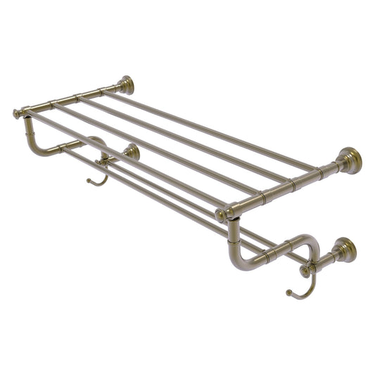 Allied Brass Carolina 32" x 12.5" Antique Brass Solid Brass Towel Shelf With Double Towel Bar