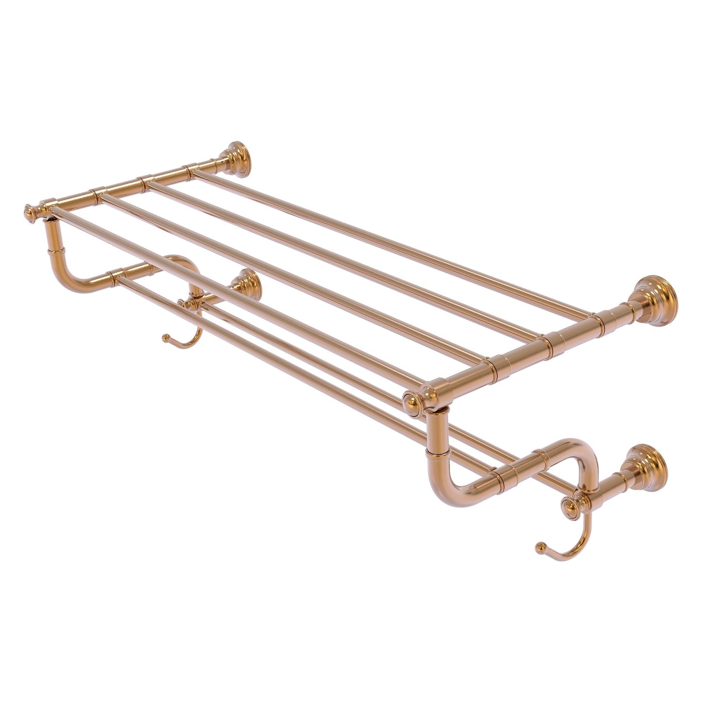 Allied Brass Carolina 32" x 12.5" Brushed Bronze Solid Brass Towel Shelf With Double Towel Bar