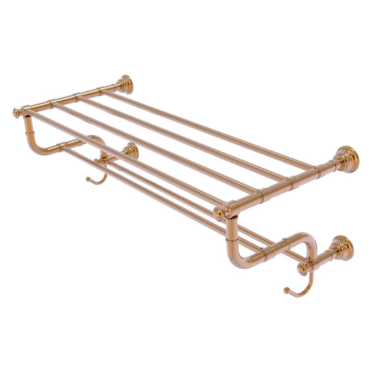Allied Brass Carolina 32" x 12.5" Brushed Bronze Solid Brass Towel Shelf With Double Towel Bar