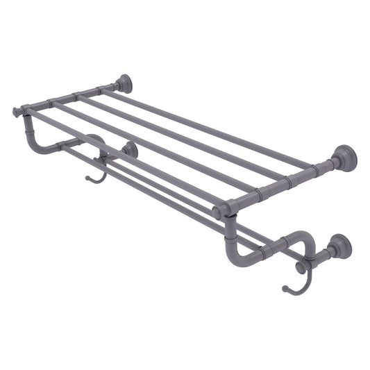 Allied Brass Carolina 32" x 12.5" Matte Gray Solid Brass Towel Shelf With Double Towel Bar