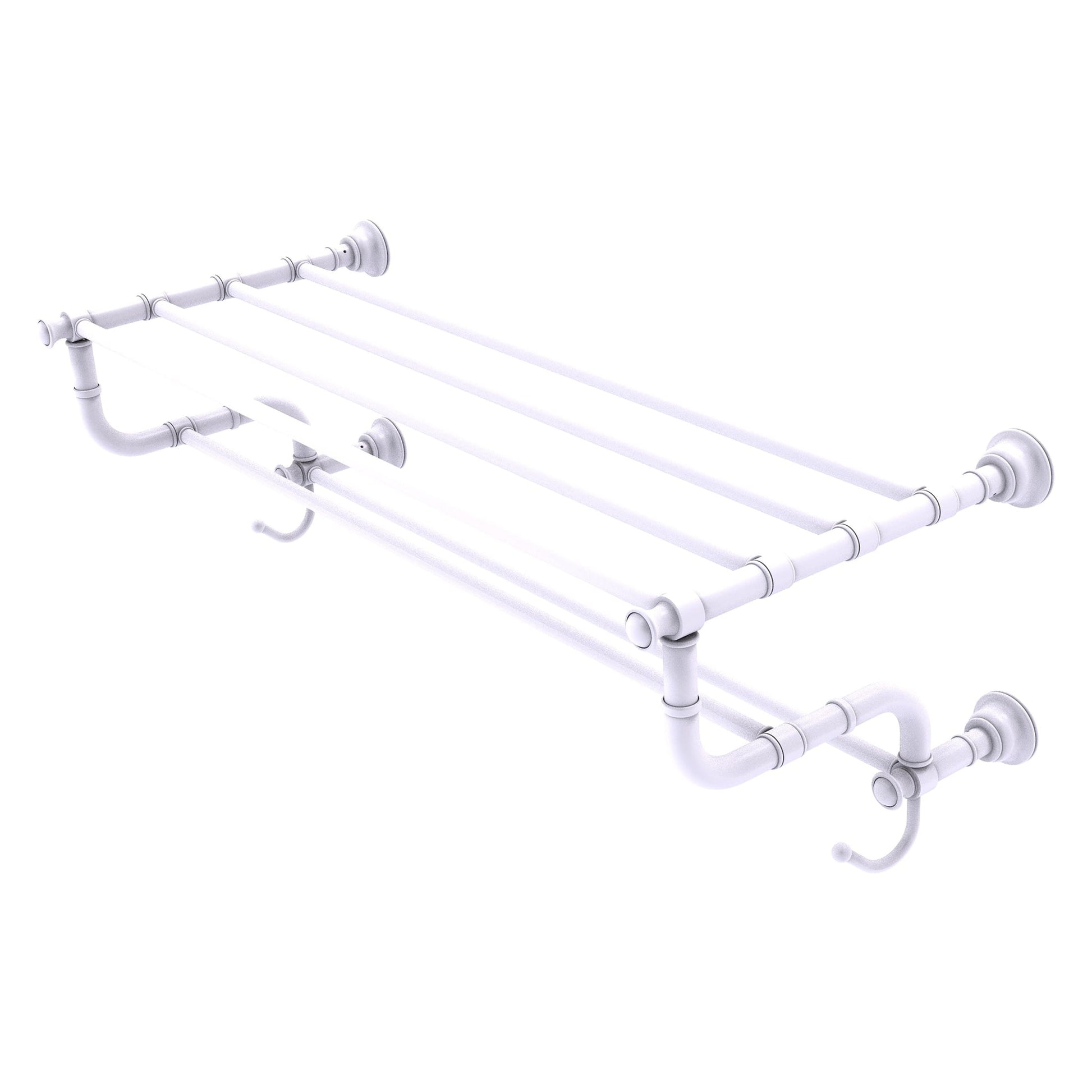 Allied Brass Carolina 32" x 12.5" Matte White Solid Brass Towel Shelf With Double Towel Bar