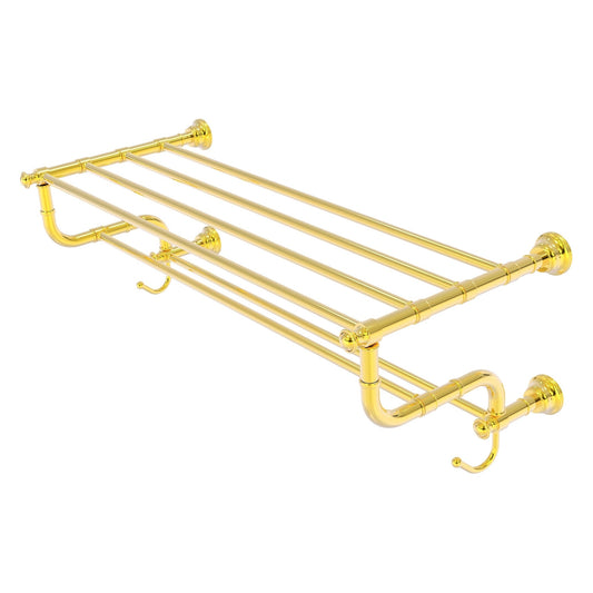 Allied Brass Carolina 32" x 12.5" Polished Brass Solid Brass Towel Shelf With Double Towel Bar