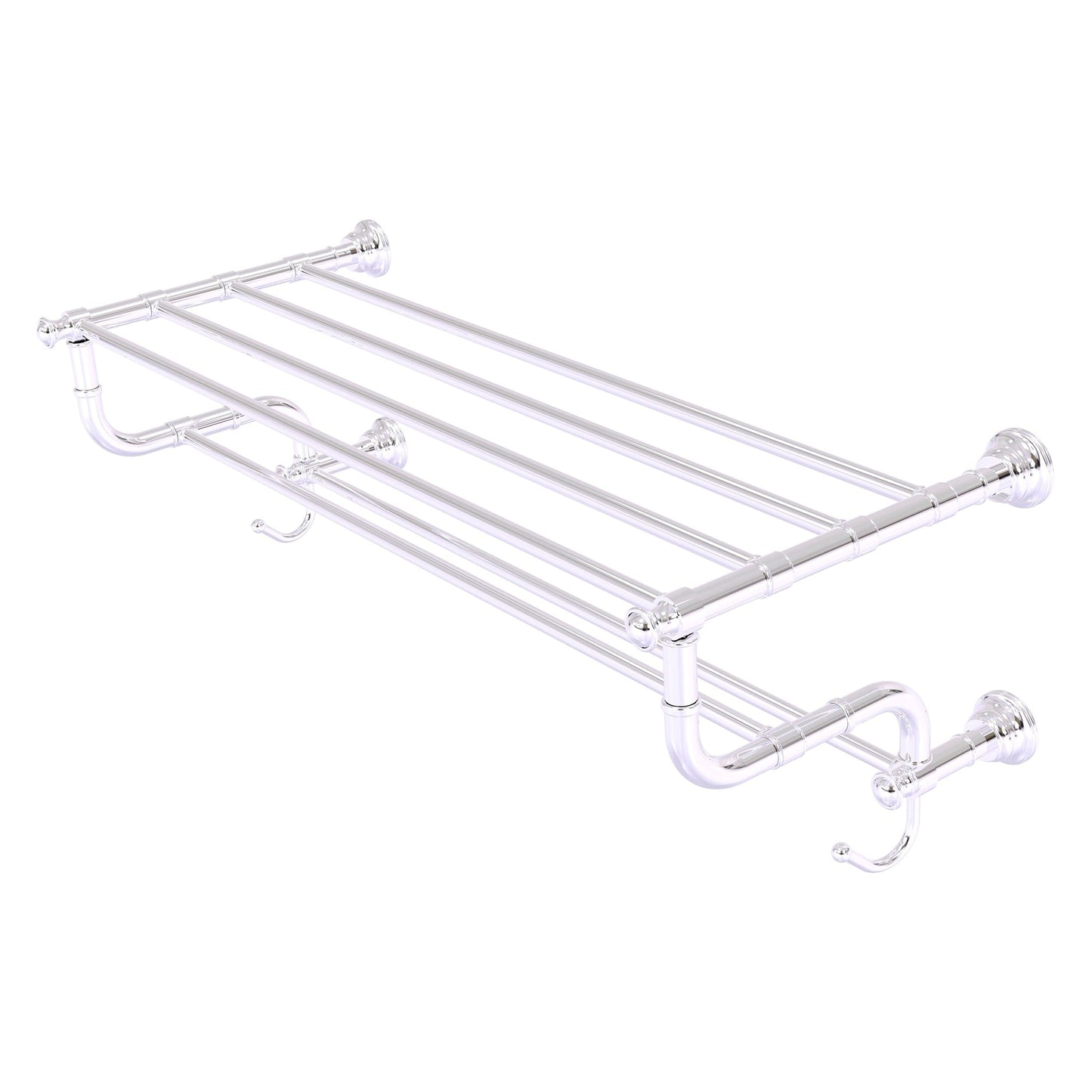 Allied Brass Carolina 32" x 12.5" Polished Chrome Solid Brass Towel Shelf With Double Towel Bar