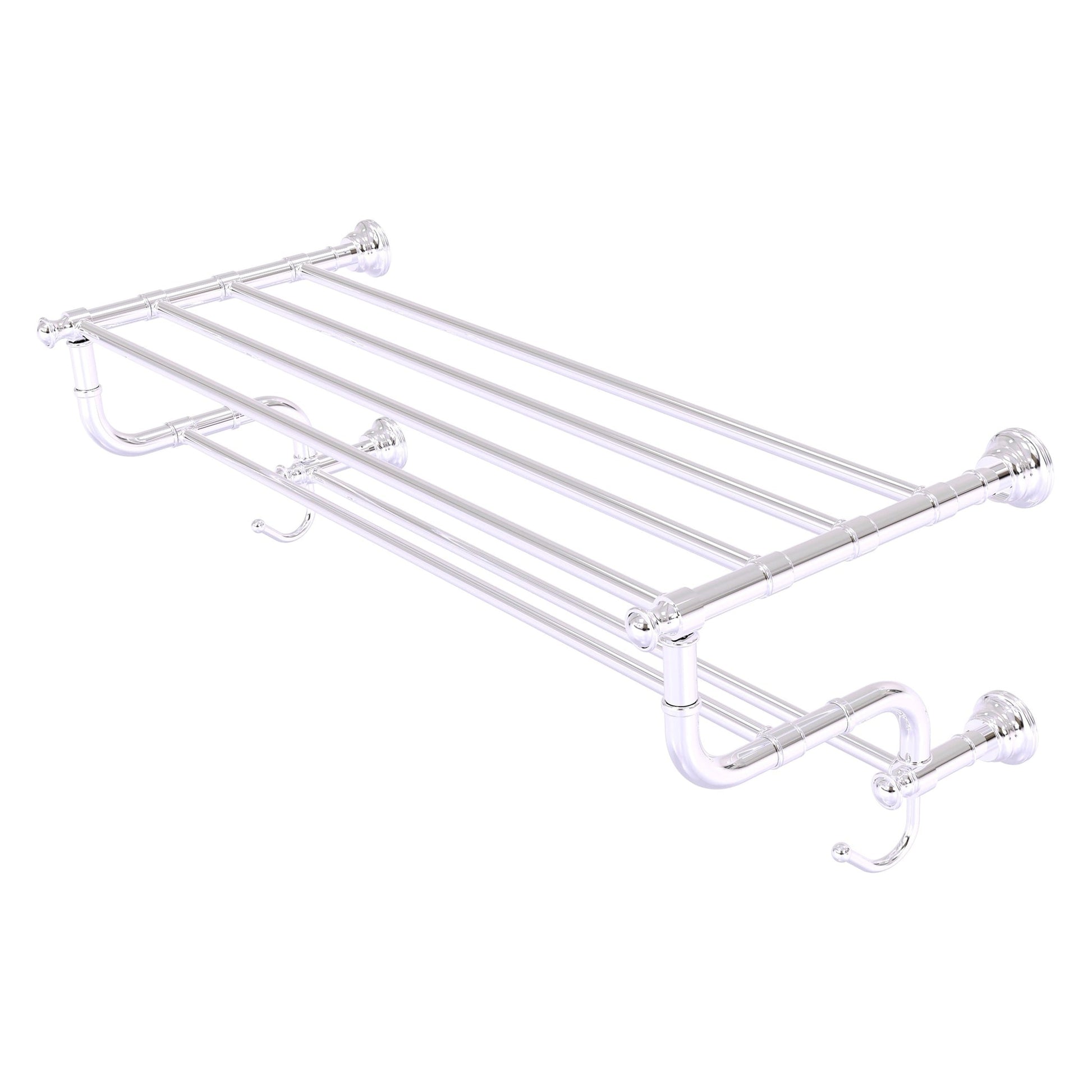 Allied Brass Carolina 32" x 12.5" Polished Chrome Solid Brass Towel Shelf With Double Towel Bar