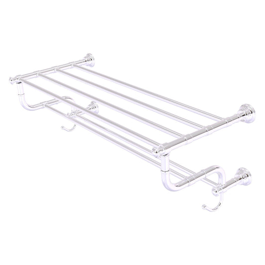 Allied Brass Carolina 32" x 12.5" Polished Chrome Solid Brass Towel Shelf With Double Towel Bar