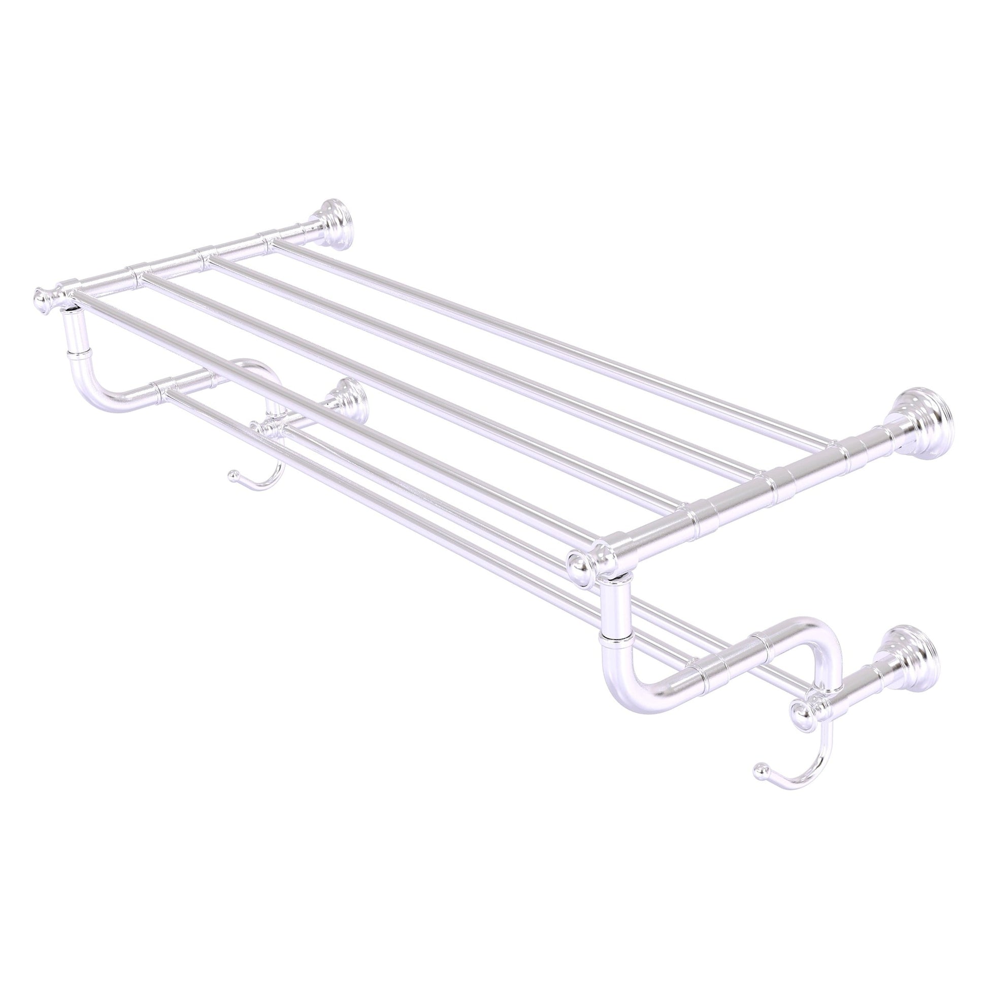 Allied Brass Carolina 32" x 12.5" Satin Chrome Solid Brass Towel Shelf With Double Towel Bar