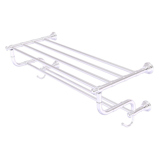 Allied Brass Carolina 32" x 12.5" Satin Chrome Solid Brass Towel Shelf With Double Towel Bar