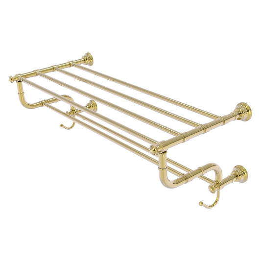 Allied Brass Carolina 32" x 12.5" Unlacquered Brass Solid Brass Towel Shelf With Double Towel Bar