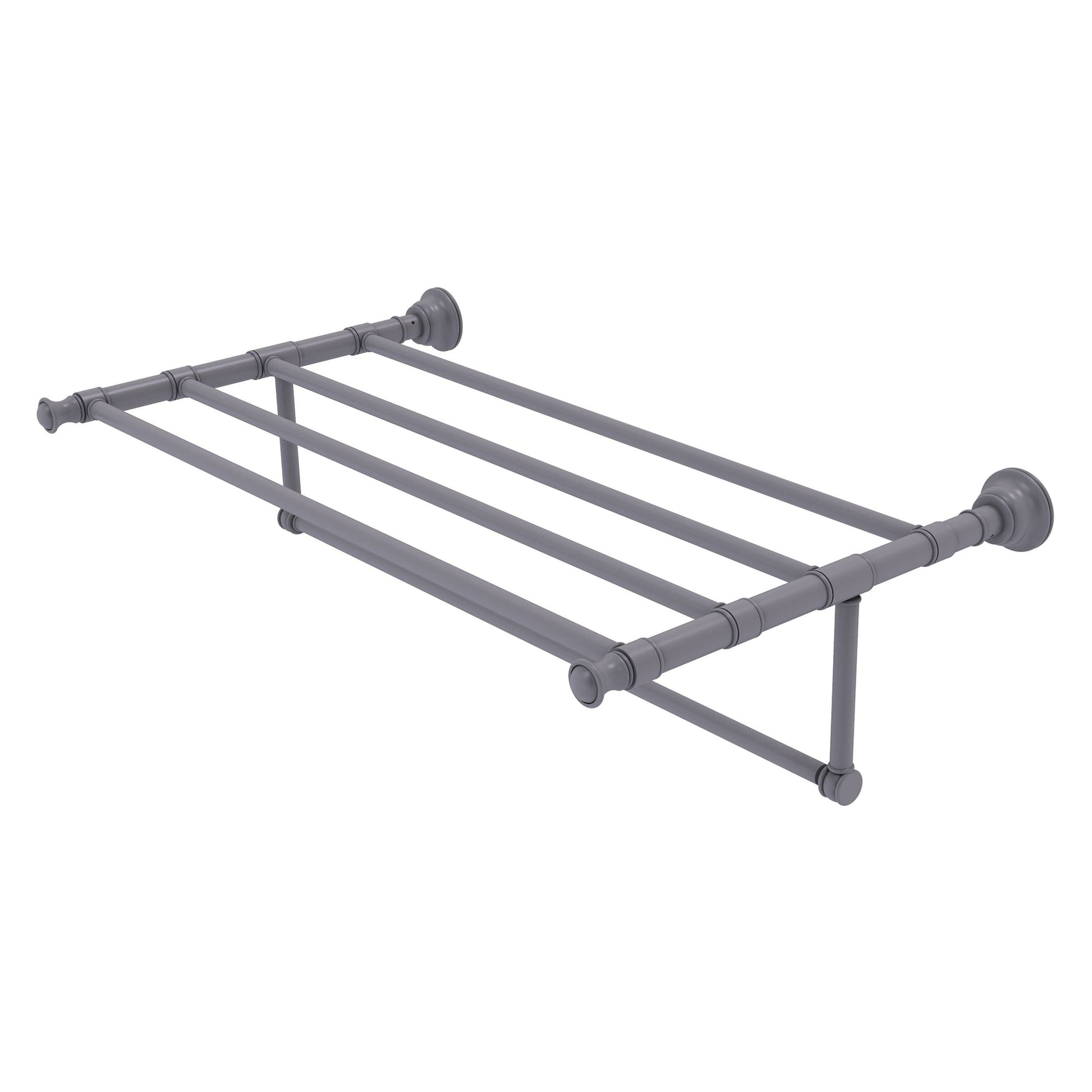 Allied Brass Carolina 32" x 13.7" Matte Gray Solid Brass Towel Shelf With Integrated Towel Bar