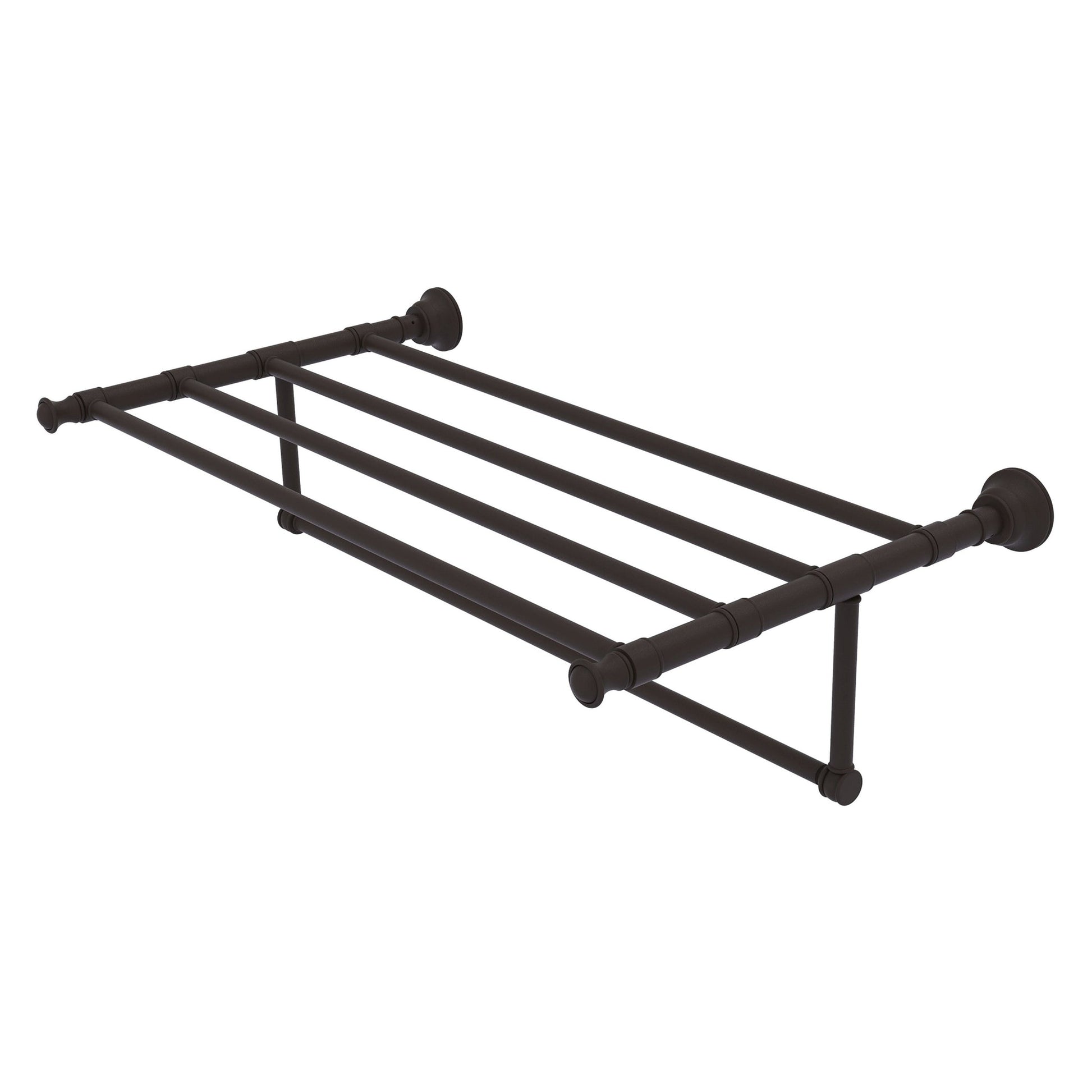 Allied Brass Carolina 32" x 13.7" Oil Rubbed Bronze Solid Brass Towel Shelf With Integrated Towel Bar