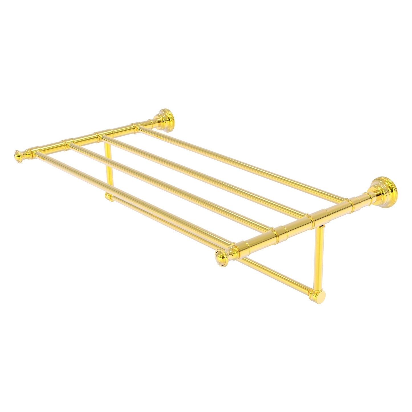Allied Brass Carolina 32" x 13.7" Polished Brass Solid Brass Towel Shelf With Integrated Towel Bar