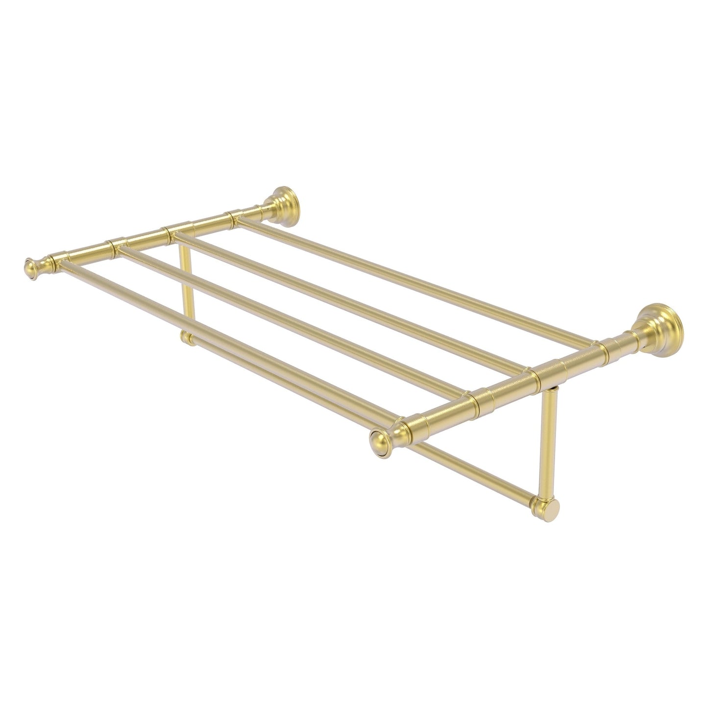Allied Brass Carolina 32" x 13.7" Satin Brass Solid Brass Towel Shelf With Integrated Towel Bar