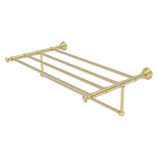 Allied Brass Carolina 32" x 13.7" Satin Brass Solid Brass Towel Shelf With Integrated Towel Bar