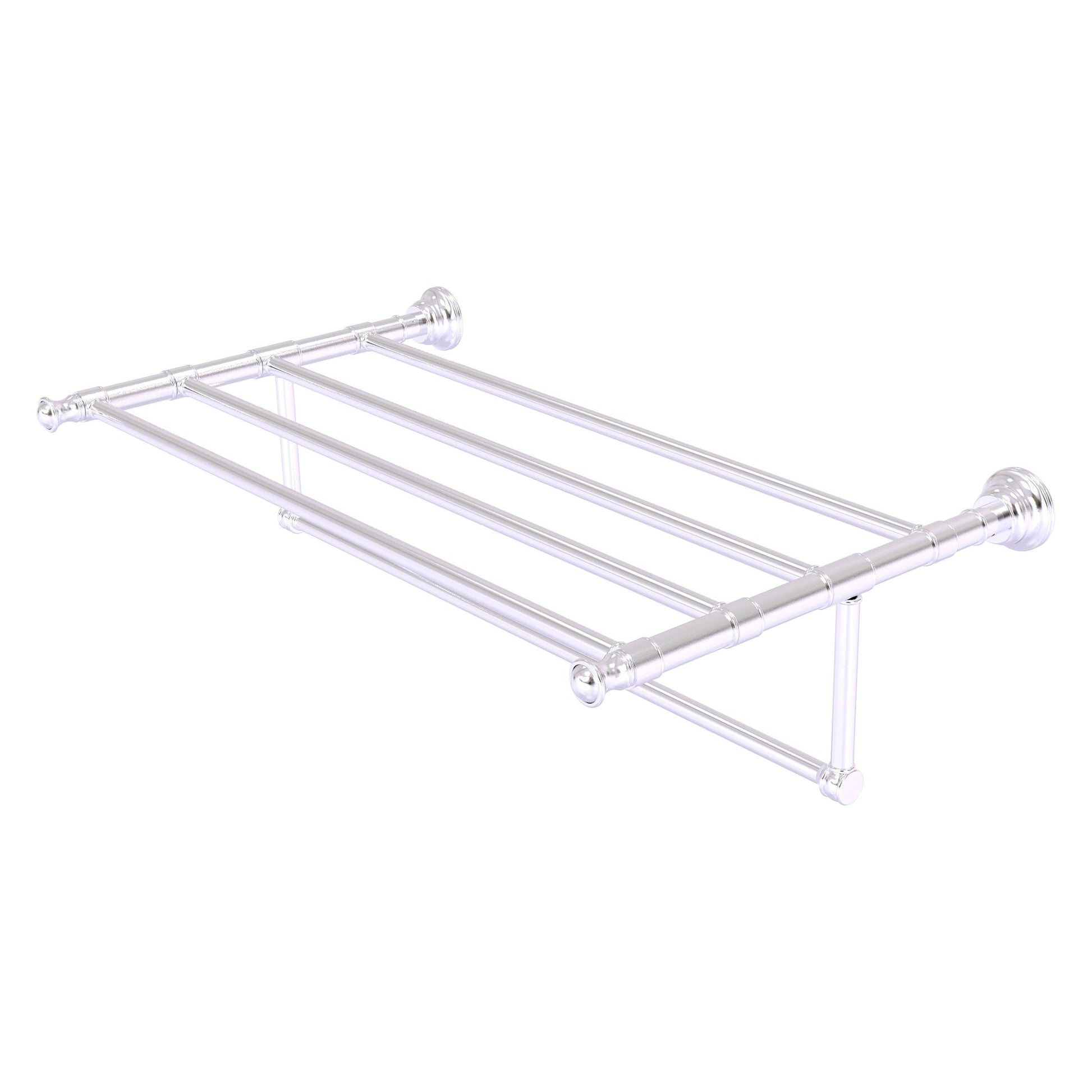 Allied Brass Carolina 32" x 13.7" Satin Chrome Solid Brass Towel Shelf With Integrated Towel Bar