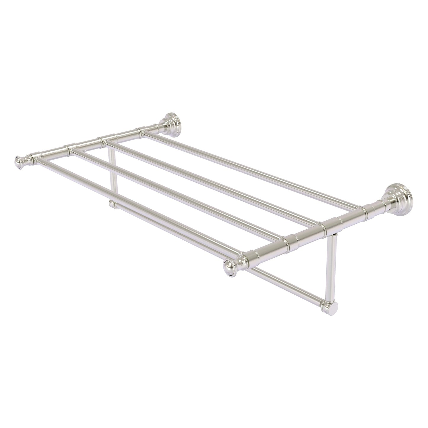 Allied Brass Carolina 32" x 13.7" Satin Nickel Solid Brass Towel Shelf With Integrated Towel Bar