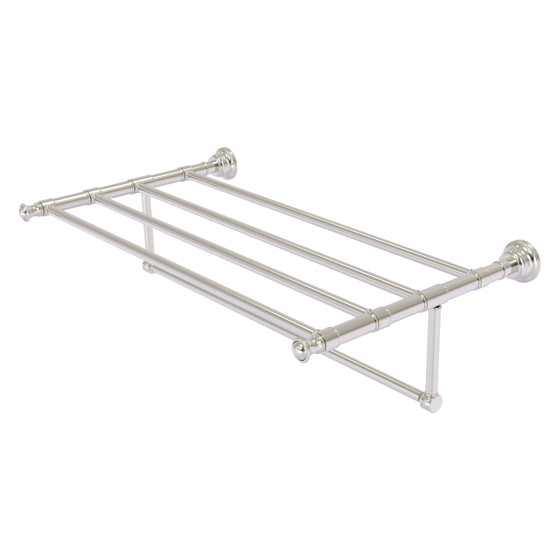 Allied Brass Carolina 32" x 13.7" Satin Nickel Solid Brass Towel Shelf With Integrated Towel Bar