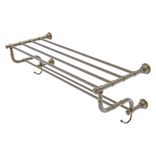 Allied Brass Carolina 38" x 12.5" Antique Brass Solid Brass Towel Shelf With Double Towel Bar