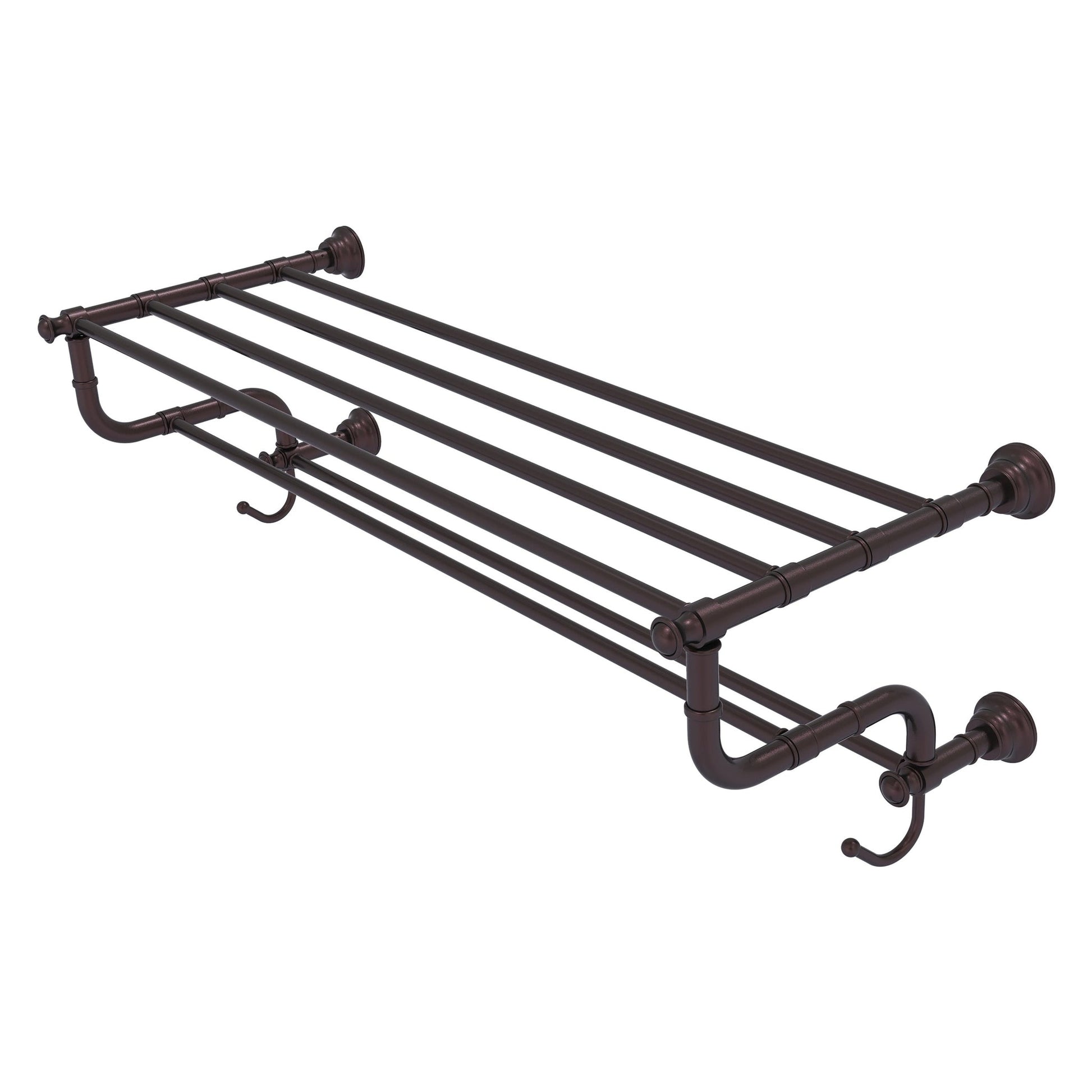 Allied Brass Carolina 38" x 12.5" Antique Bronze Solid Brass Towel Shelf With Double Towel Bar