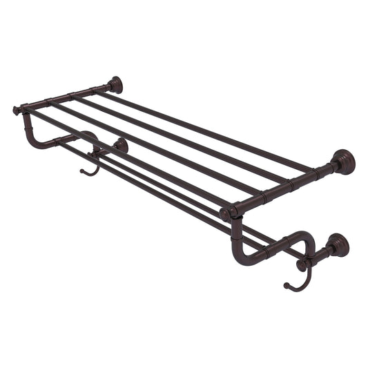 Allied Brass Carolina 38" x 12.5" Antique Bronze Solid Brass Towel Shelf With Double Towel Bar