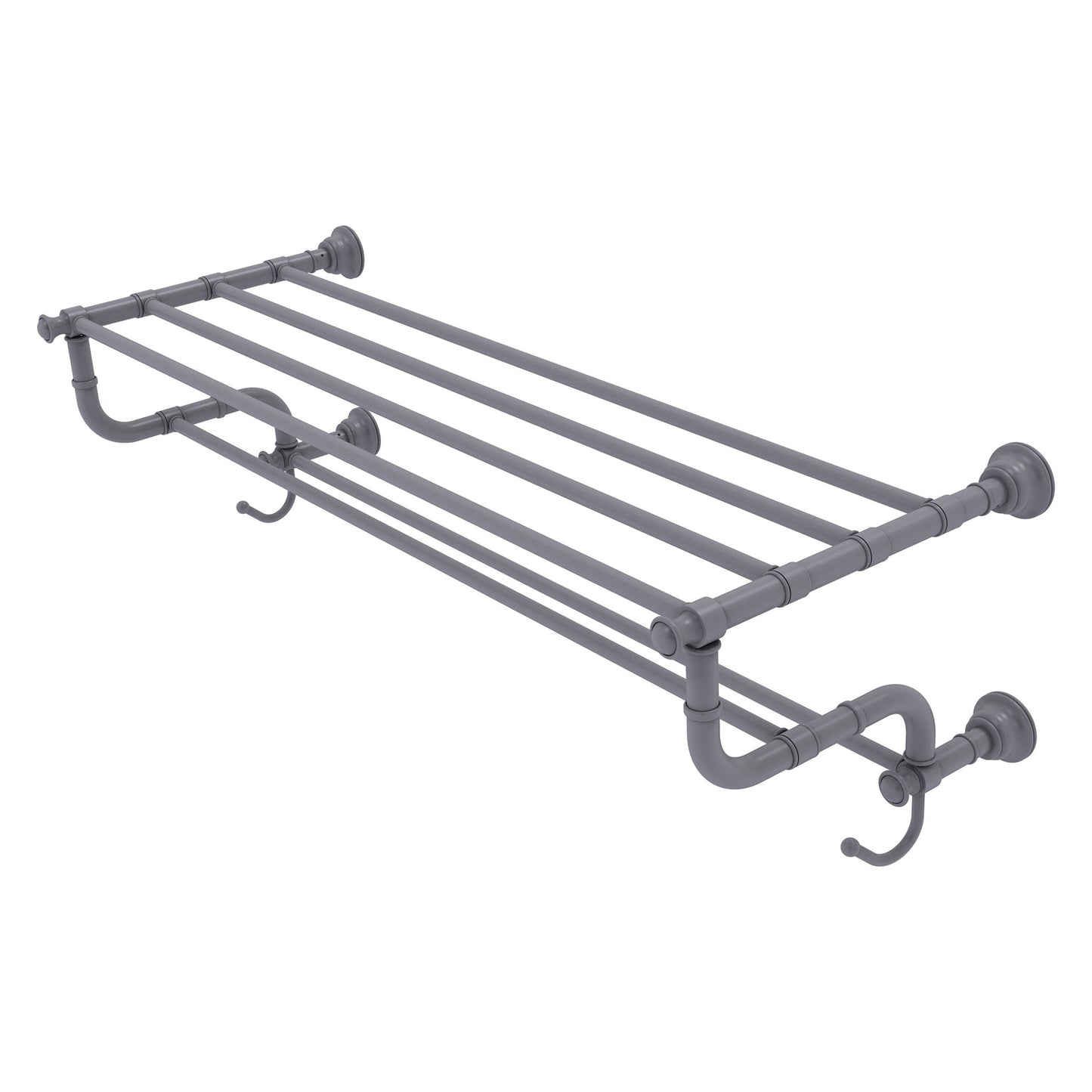 Allied Brass Carolina 38" x 12.5" Matte Gray Solid Brass Towel Shelf With Double Towel Bar