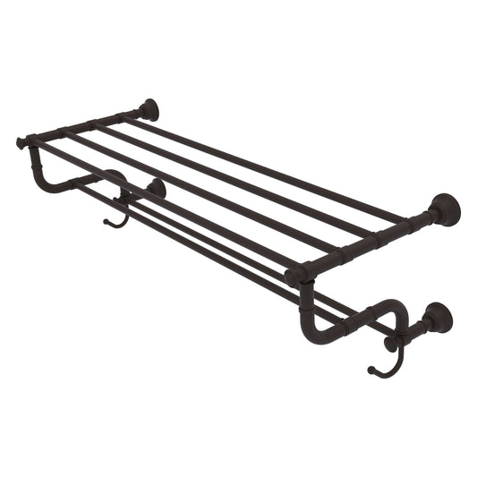 Allied Brass Carolina 38" x 12.5" Oil Rubbed Bronze Solid Brass Towel Shelf With Double Towel Bar